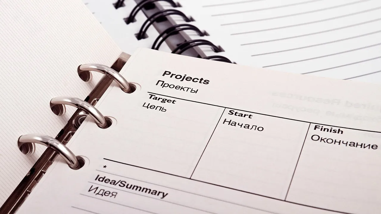 A weekly planner notebook with notes